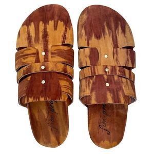 NWOT Free People Sunday Season Footbed Mules, Slip-on, Sunset Combo, 38EU $98RTL